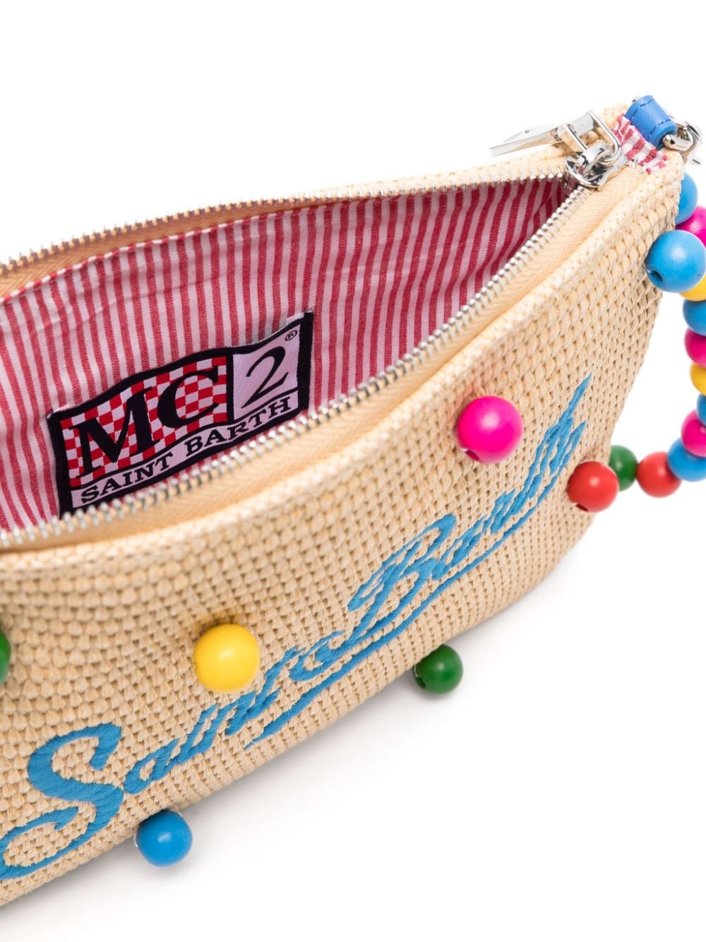 Beige bag for girls with multicolored beads