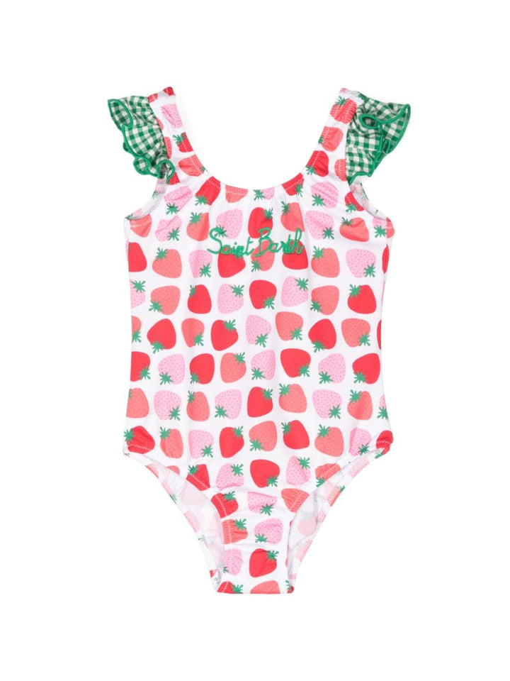 Multicolored costume for girls with strawberries