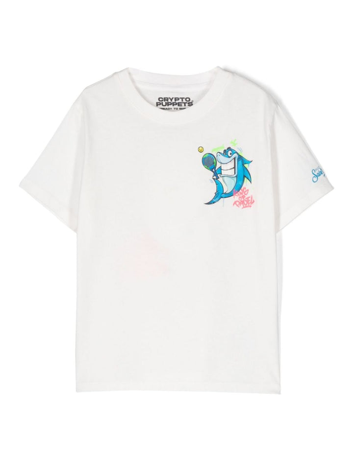 White t-shirt for boys with graphic print