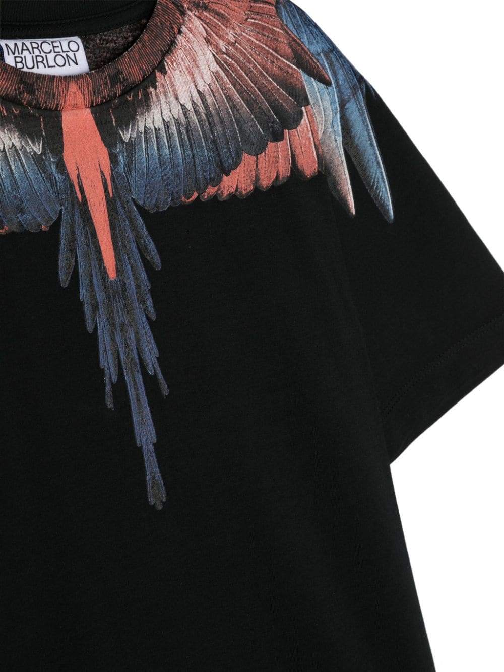 T-shirt nera per bambino con stampa Wings