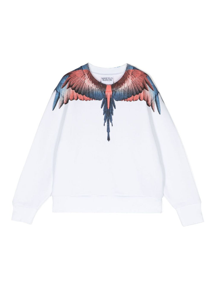 White sweatshirt for boys with Wings print