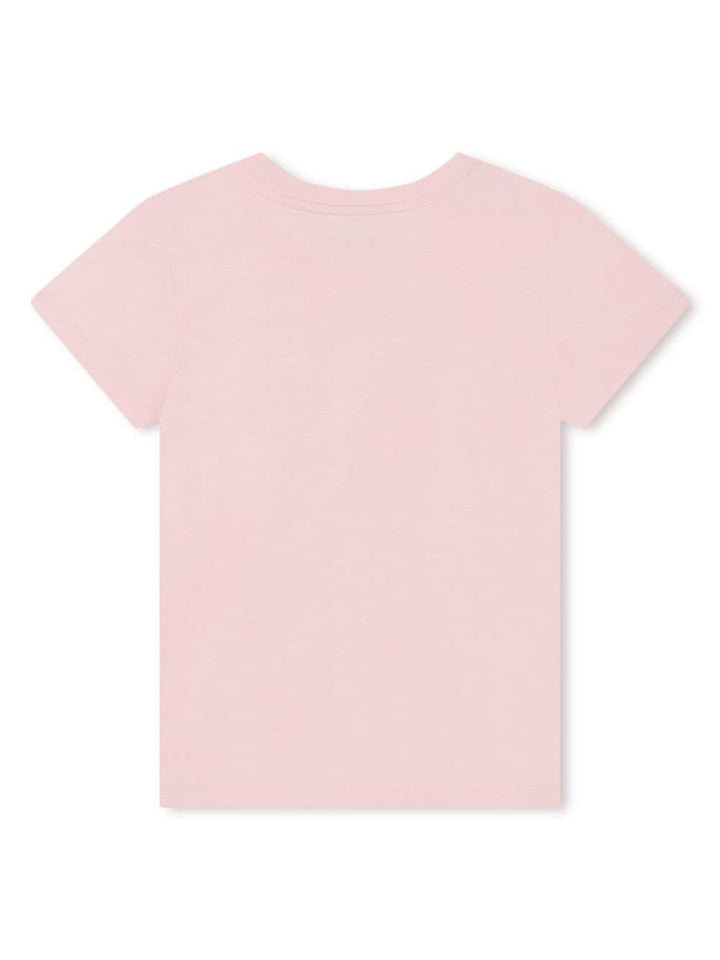 T-shirt rosa per bambina con logo oro