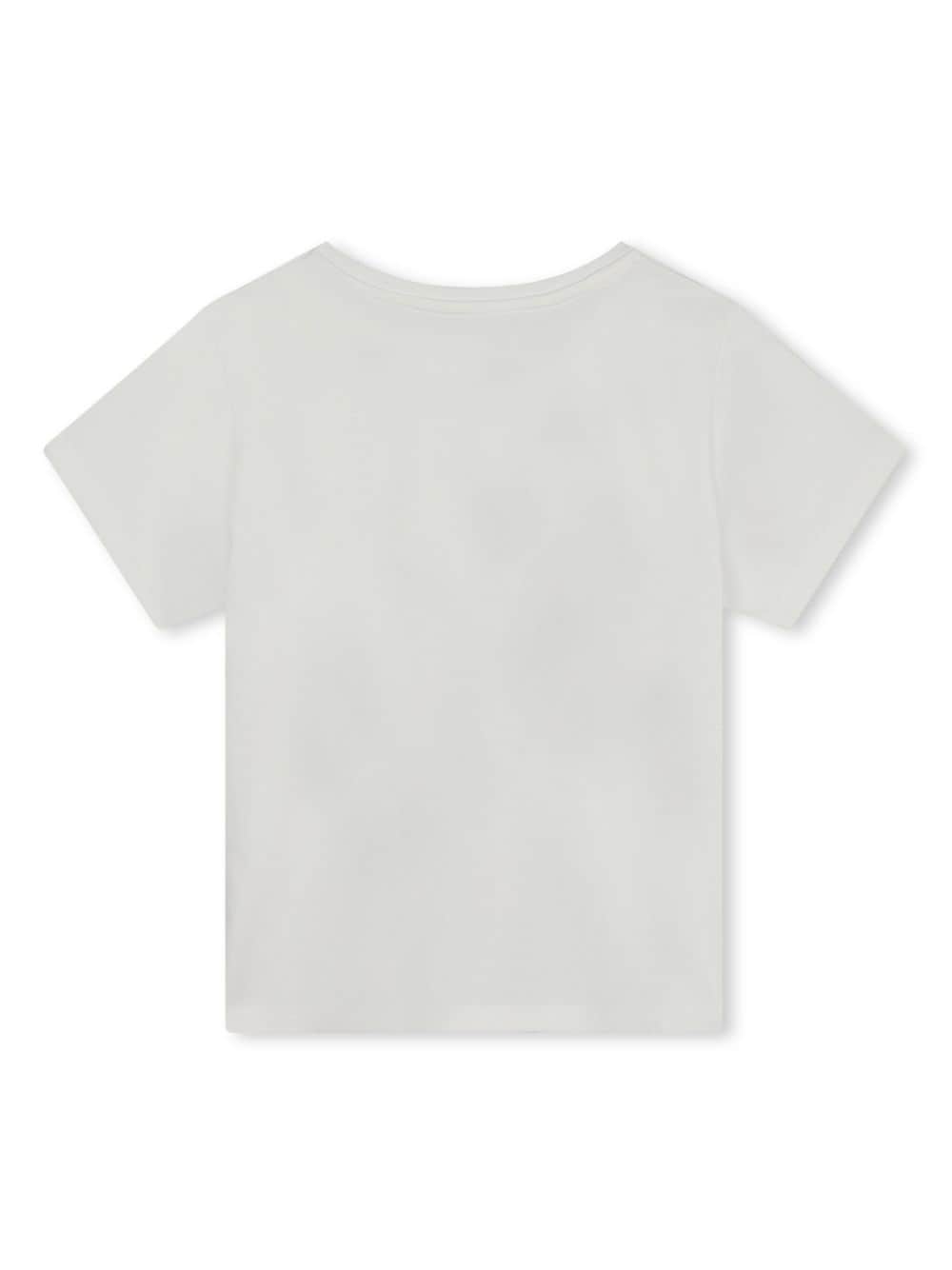 T-shirt bianca per bambina con logo oro