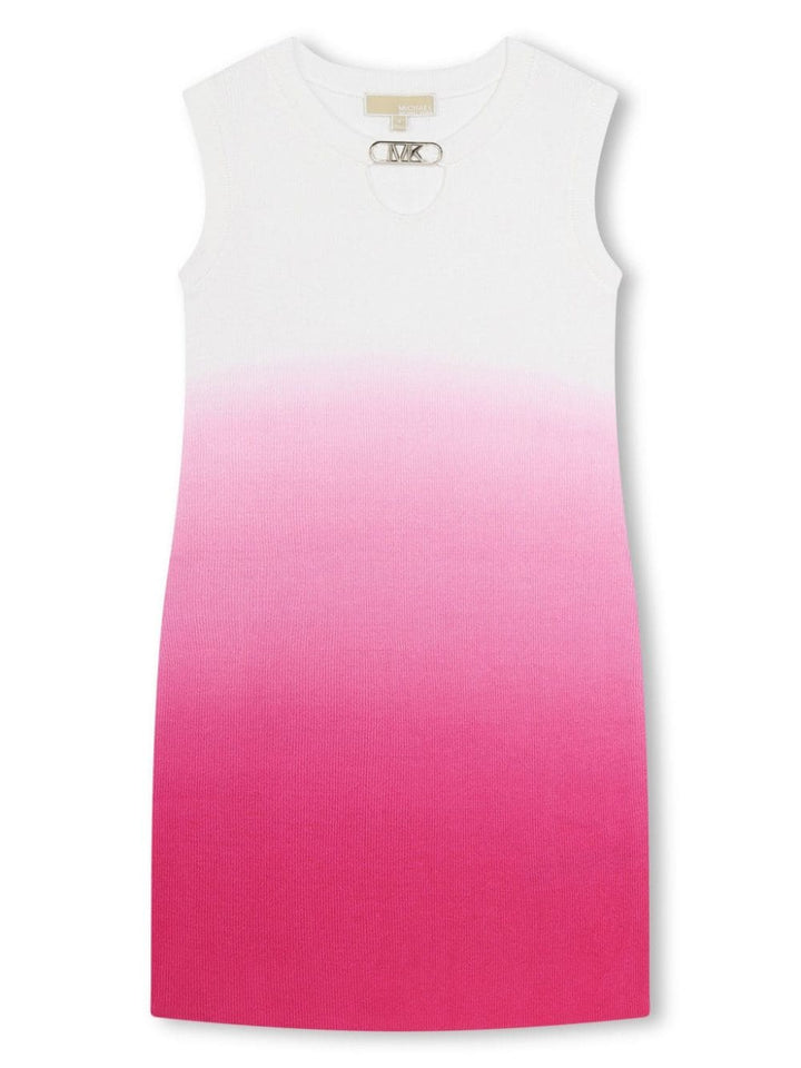 White and fuchsia dress for girls with logo