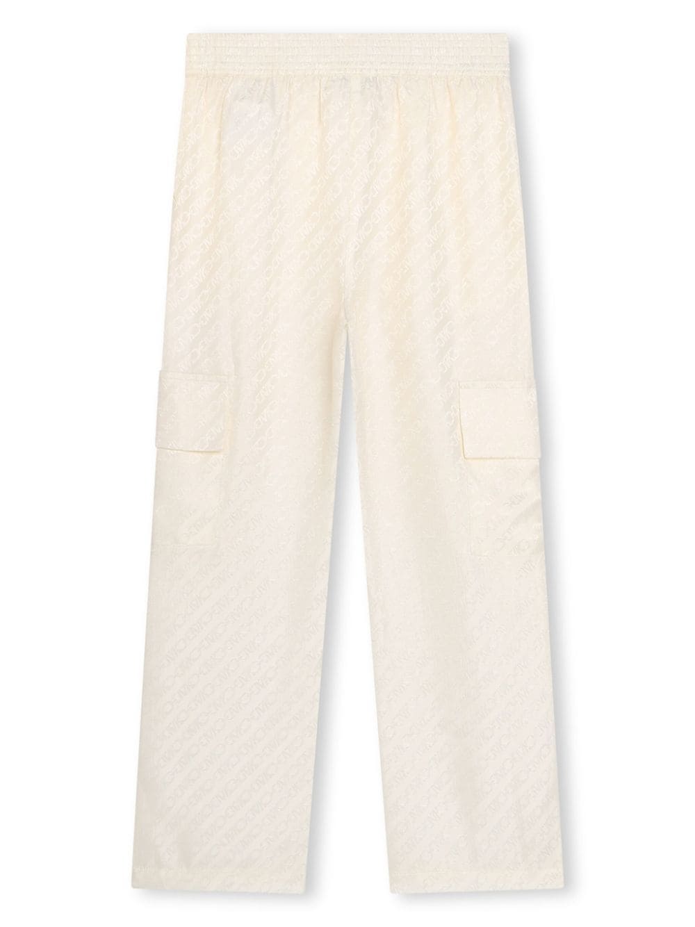 Cream trousers for girls with all-over logo