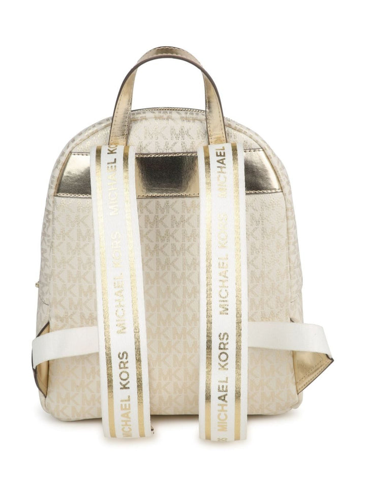 White backpack for girls with all-over logo