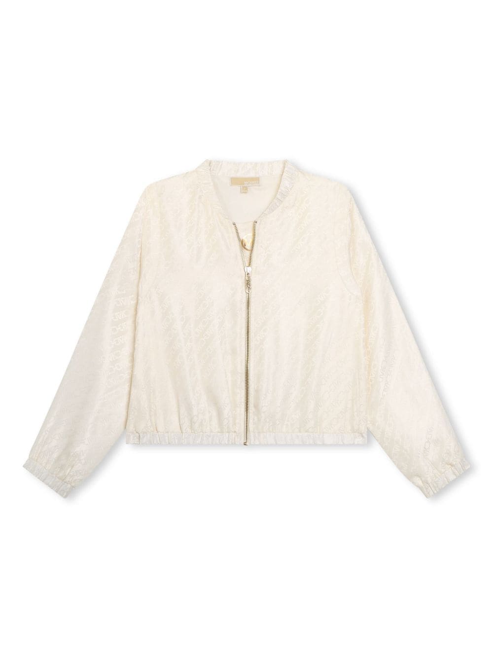Cream jacket for girls with all-over logo