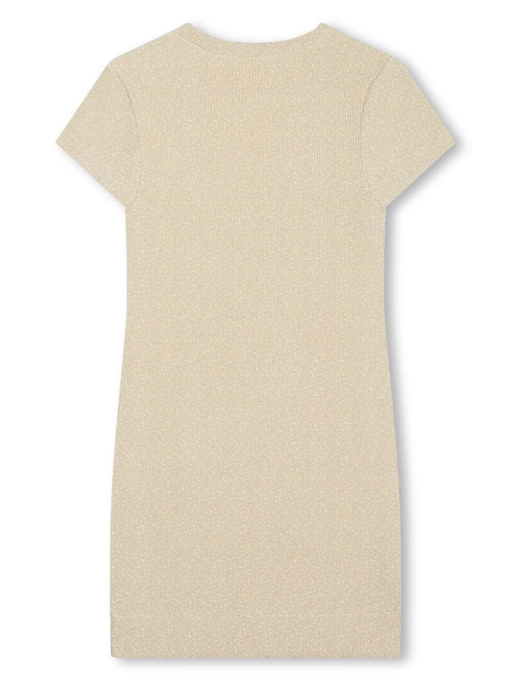 Beige dress for girls with logo plaque