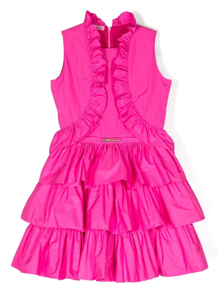 Fuchsia dress for girls with logo