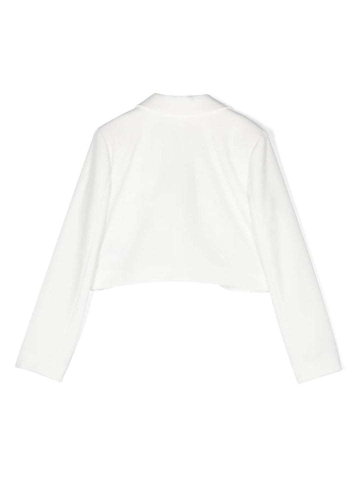 White blazer for girls with logo plaque