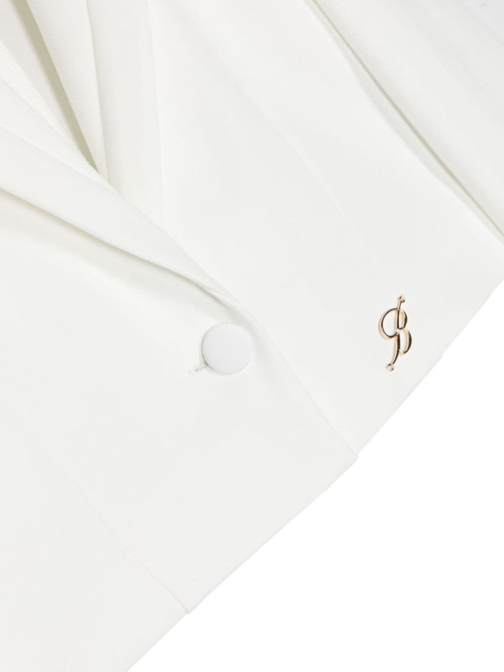 White blazer for girls with logo plaque