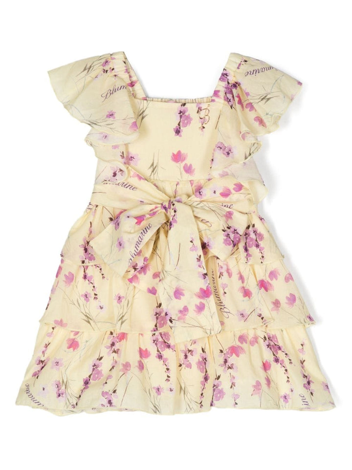 Yellow dress for baby girls with flowers