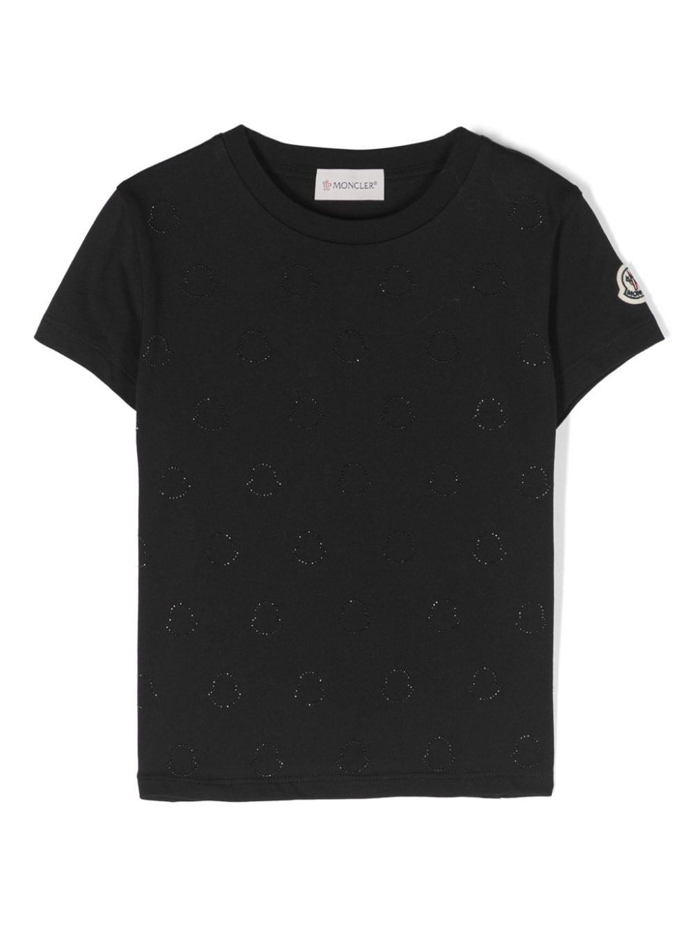 T-shirt nera per bambina con logo 9548C0002583907 999 Moncler Kids 
