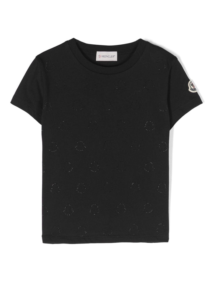 T-shirt nera per bambina con logo 9548C0002583907 999 Moncler Kids 