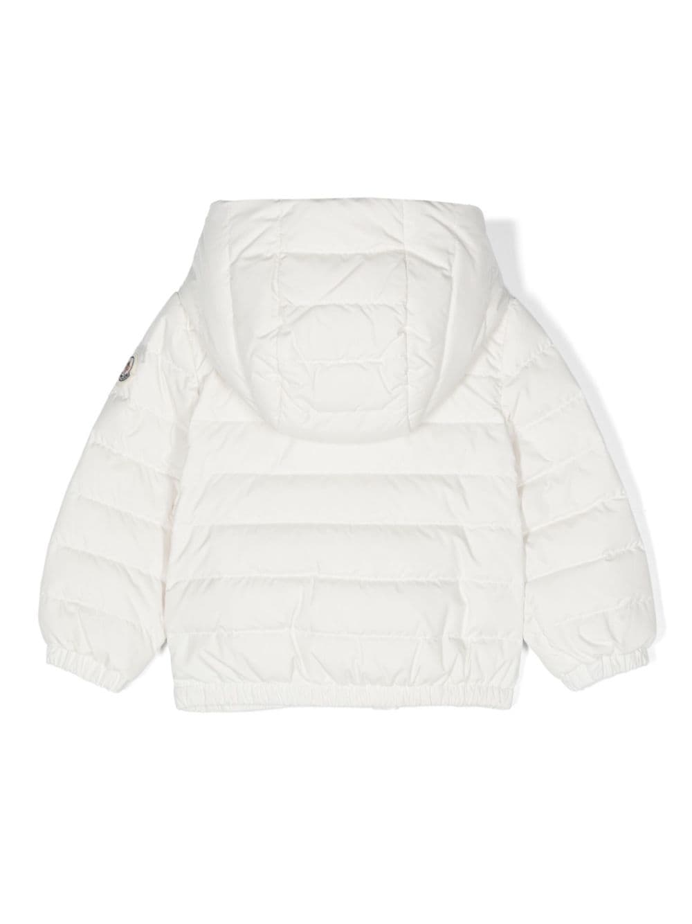 White Atsu jacket for newborns with logo