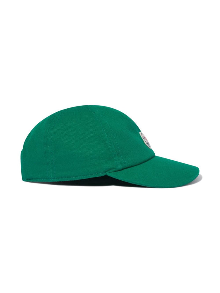 Green baby hat with logo