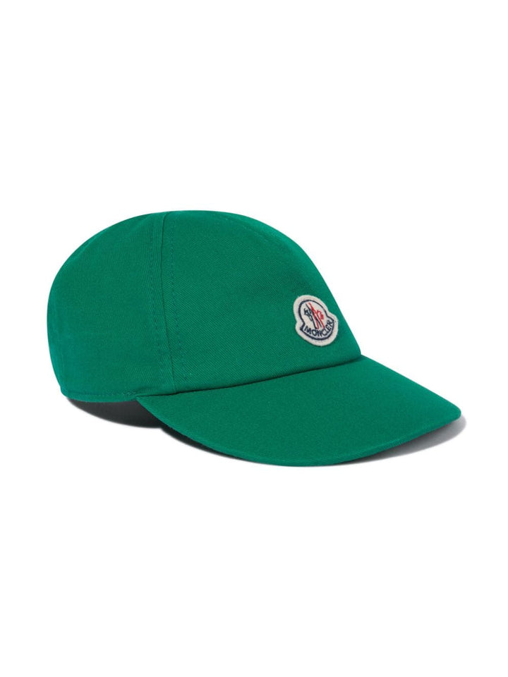 Green baby hat with logo