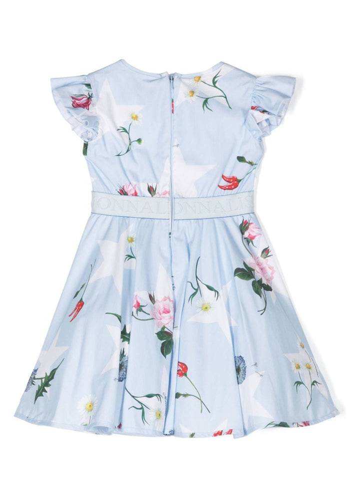 Light blue dress for girls with flowers