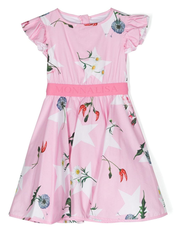 Pink dress for girls with print