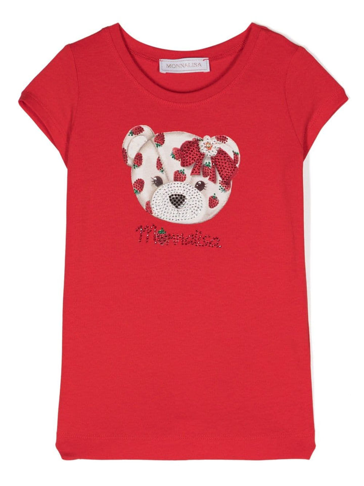 Red t-shirt for girls with print