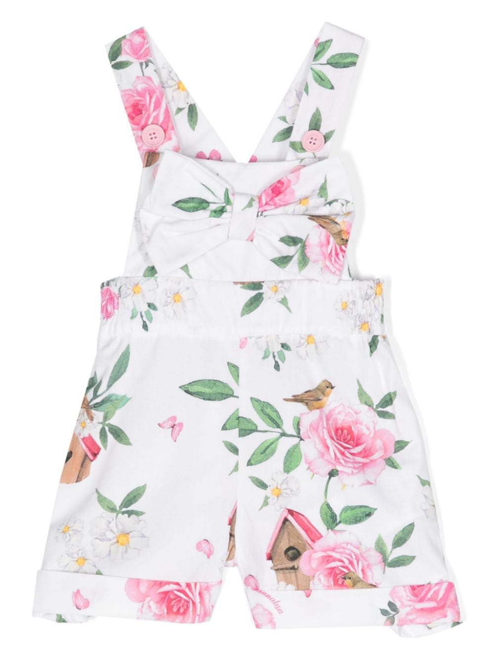 White dungarees for baby girls with flowers