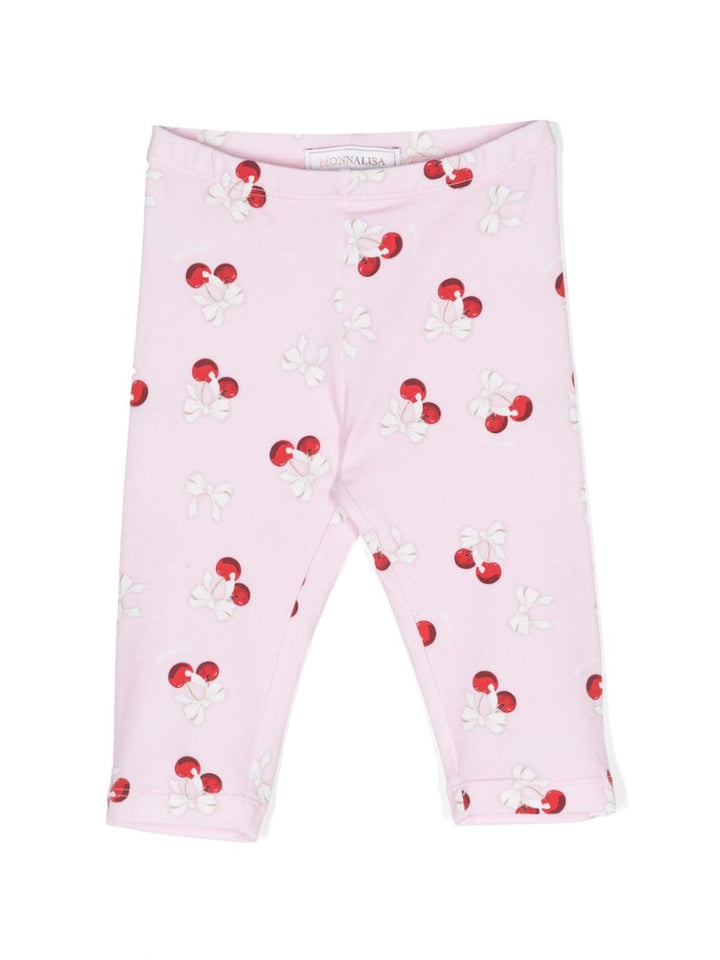 Pink leggings for baby girls with print