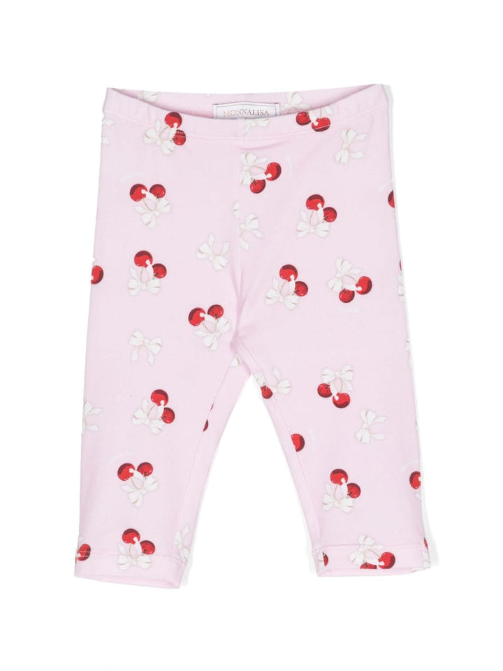 Leggings rosa per neonata con stampa