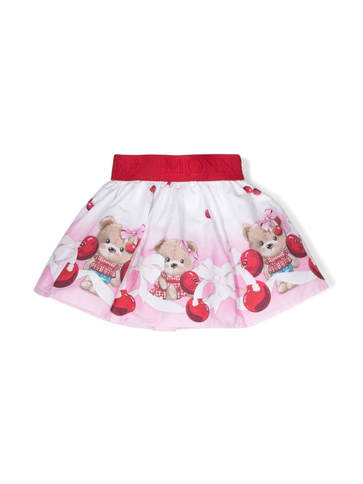 White skirt for baby girls with print