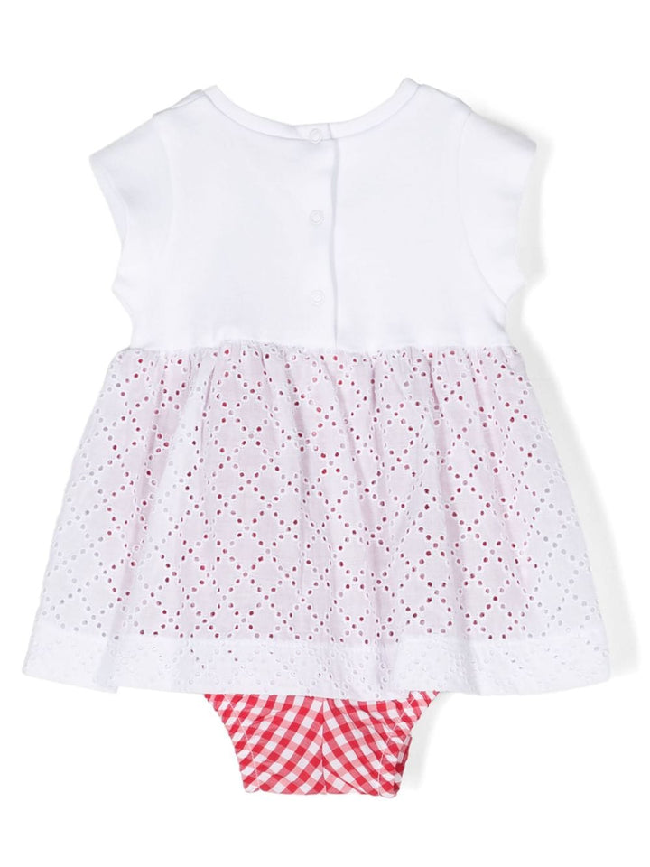 White and red dress for baby girls with print