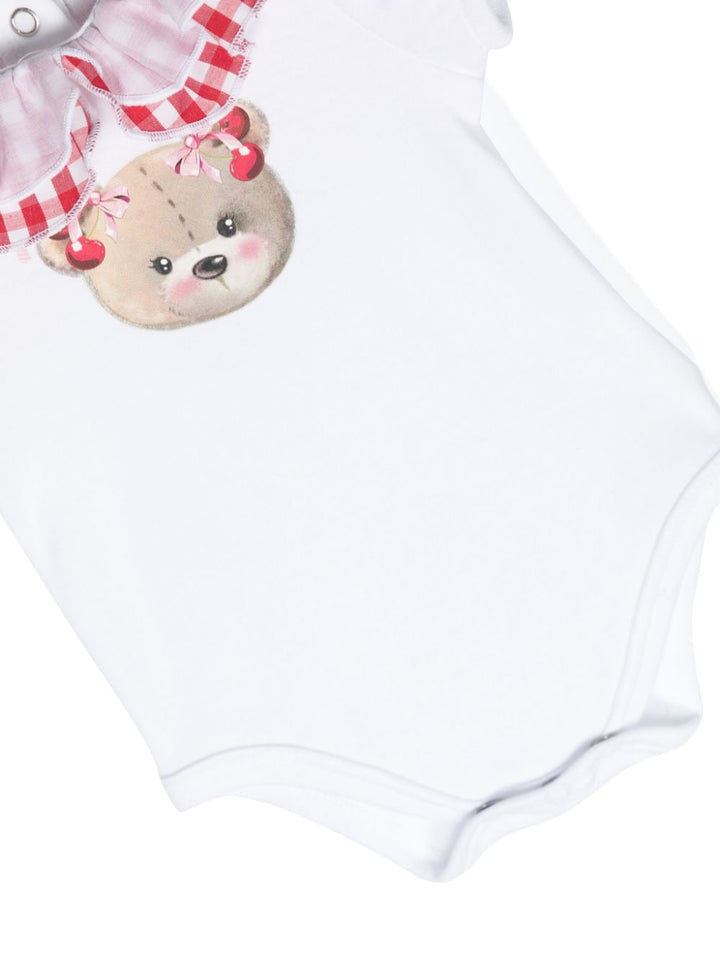 White and red bodysuit and skirt for baby girls