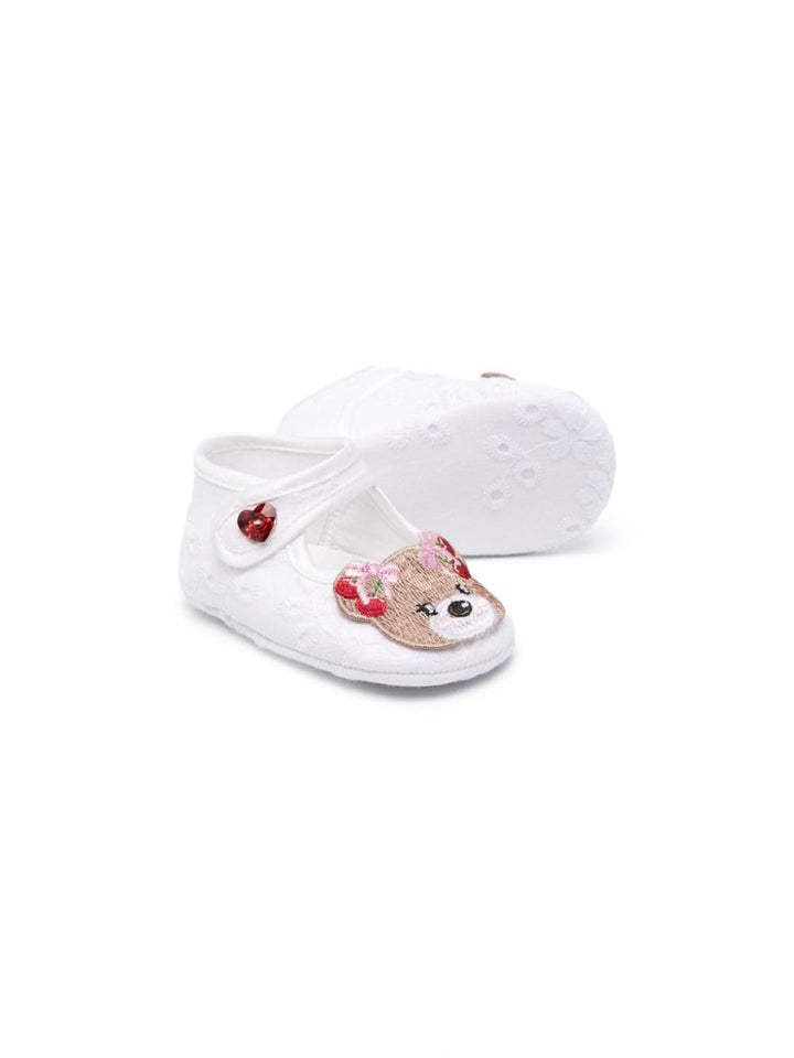 Scarpe bianche per neonata con stampa