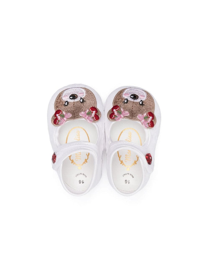 White baby girl shoes with print