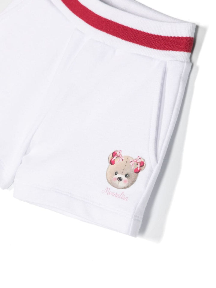 Pantaloncino bianco per neonata con orso