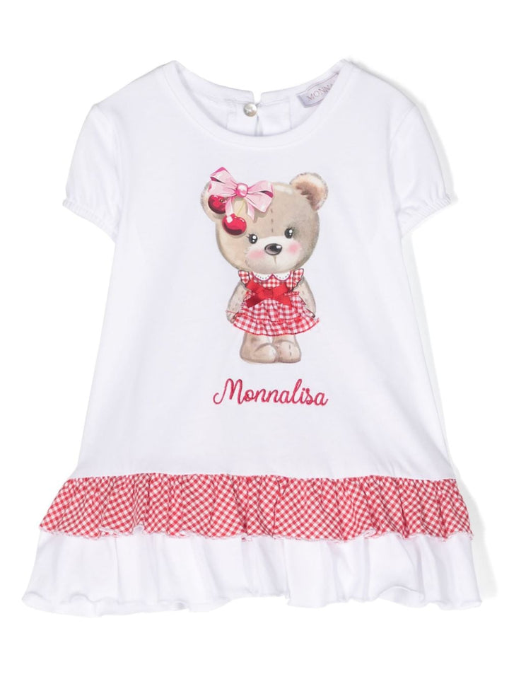 White and red t-shirt for baby girls with print