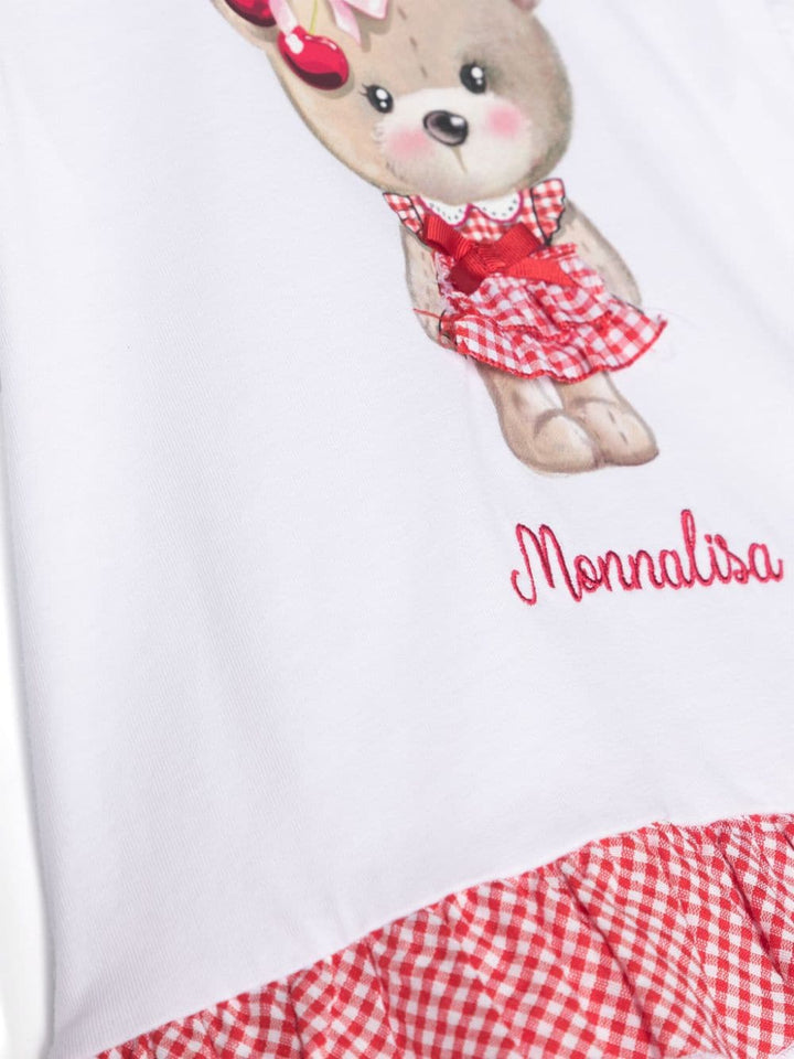 T-shirt bianca e rossa per neonata con stampa