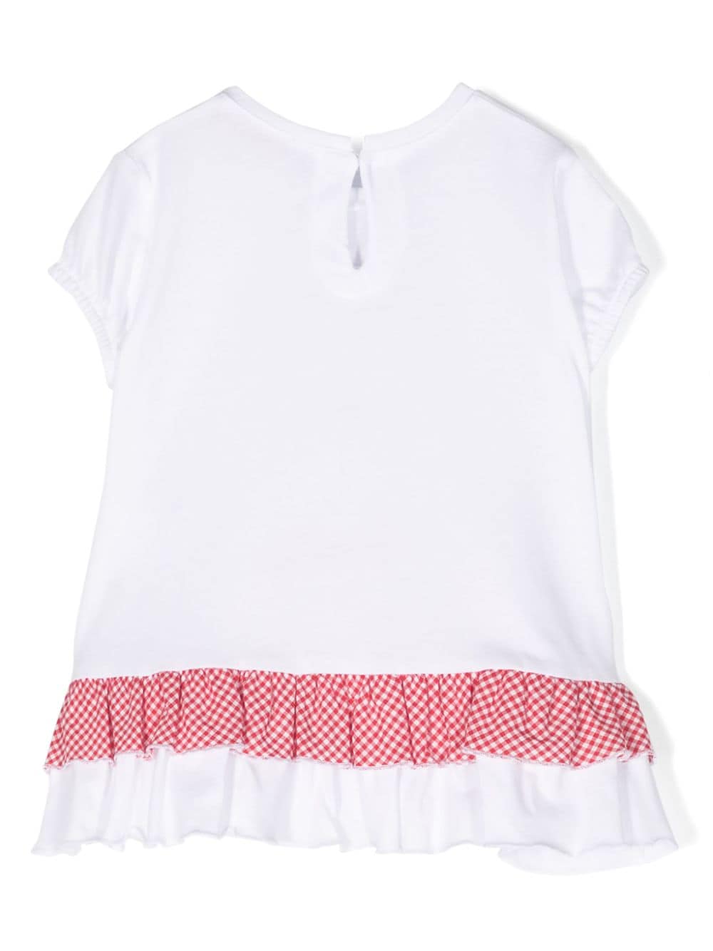 T-shirt bianca e rossa per neonata con stampa