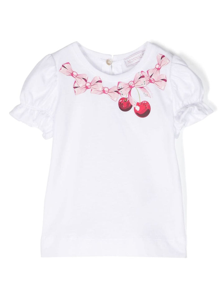 T-shirt bianca per neonata con stampa