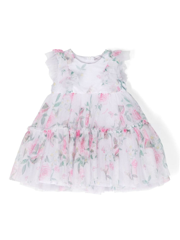 White dress for baby girls with flowers