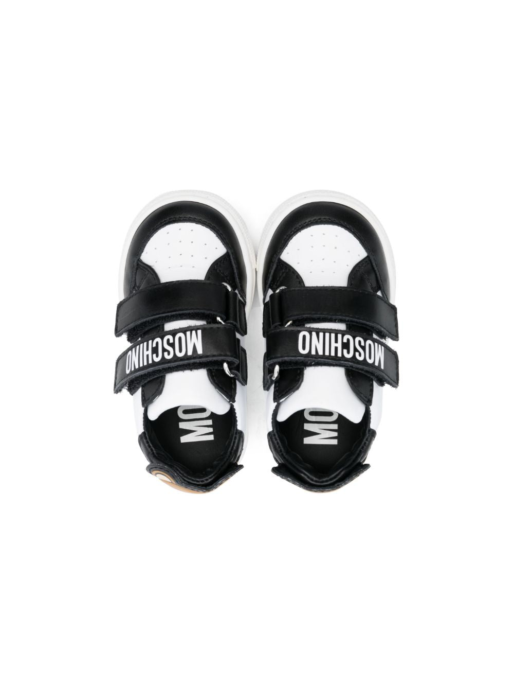 Sneakers bianche e nero per bambini con logo 77345 1 Moschino Kids 