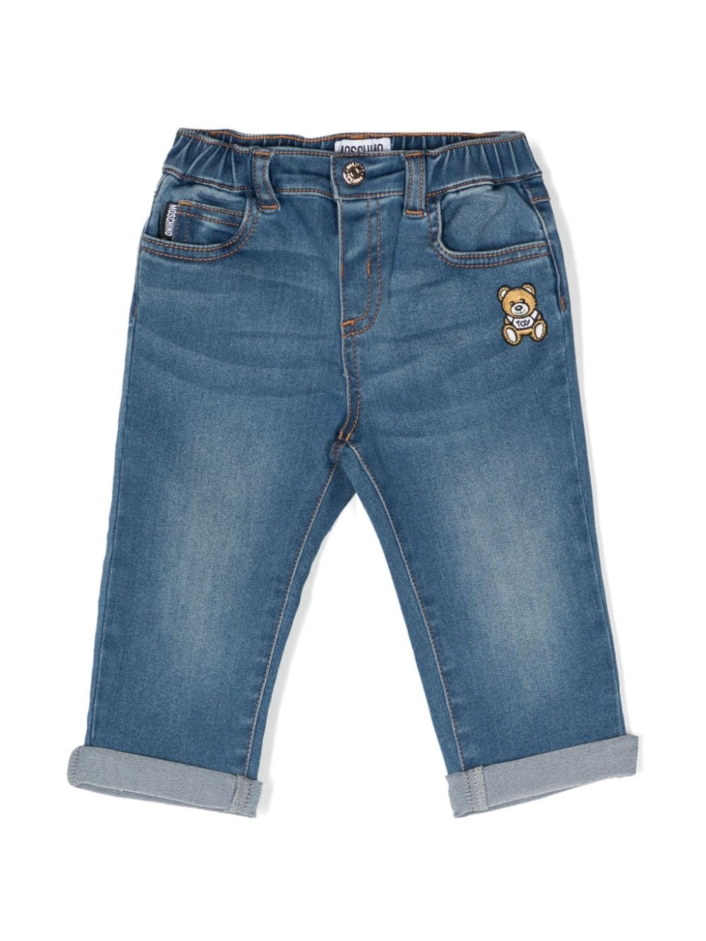 Jeans blu per neonato con orso MUP04SLXE43 40334 Moschino Kids 