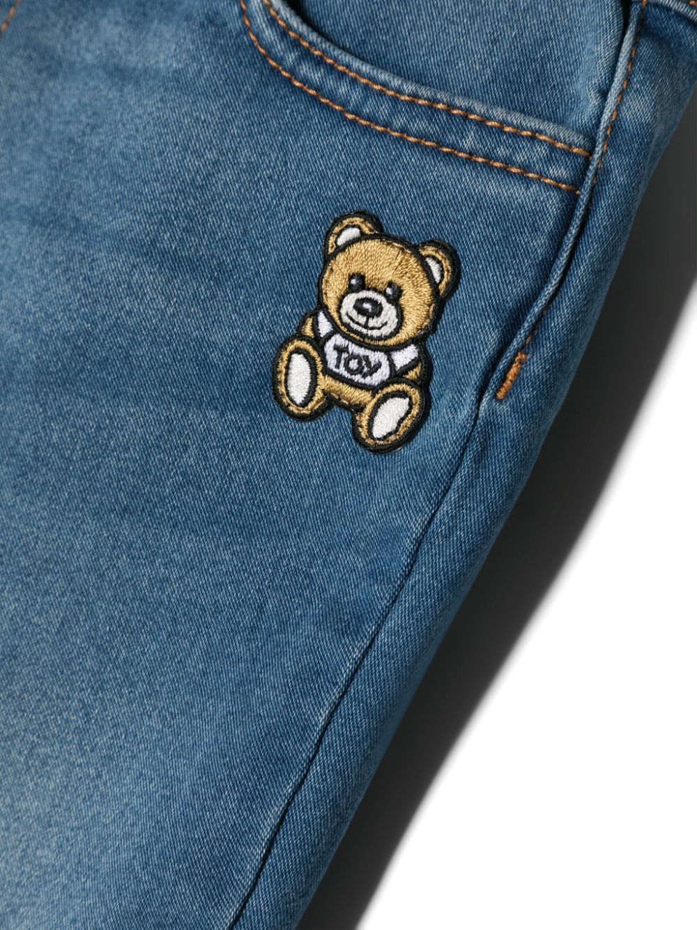 Jeans blu per neonato con orso MUP04SLXE43 40334 Moschino Kids 