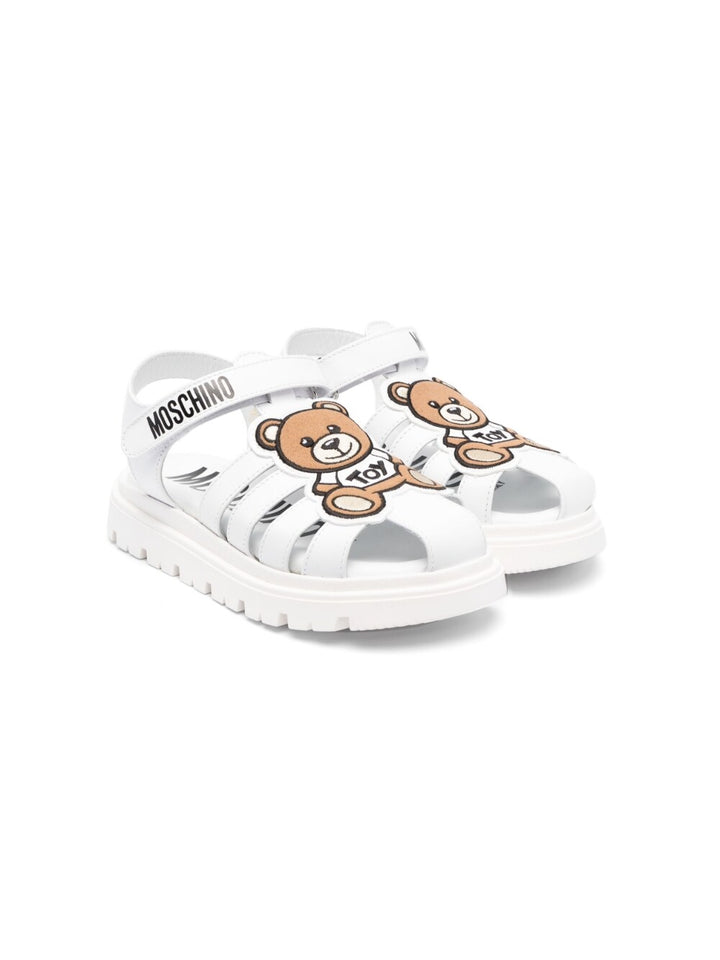 White sandals for girls with logo