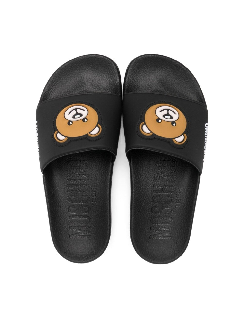 Black children's slippers with logo
