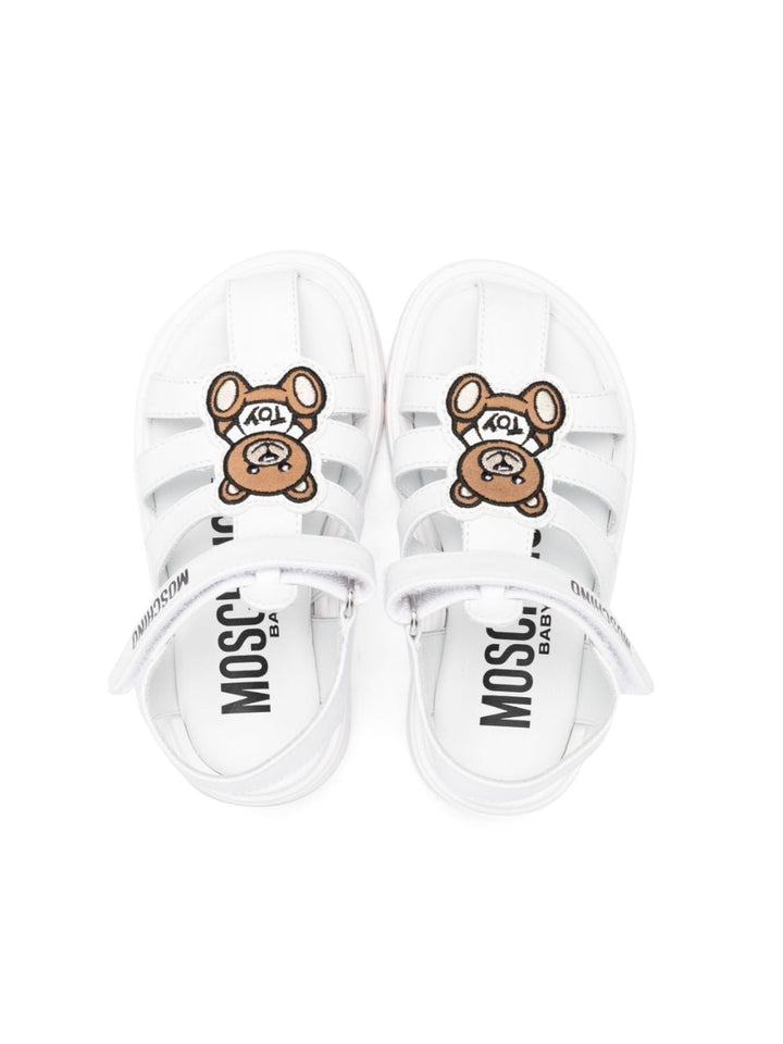 White sandals for girls with bear