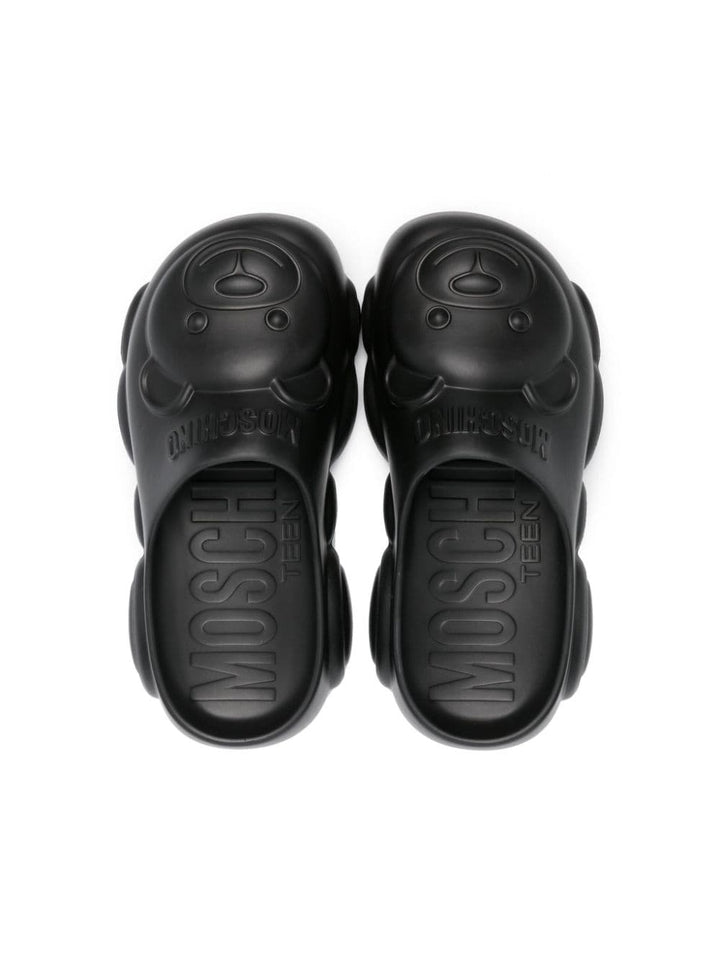 Black slippers for children with logo