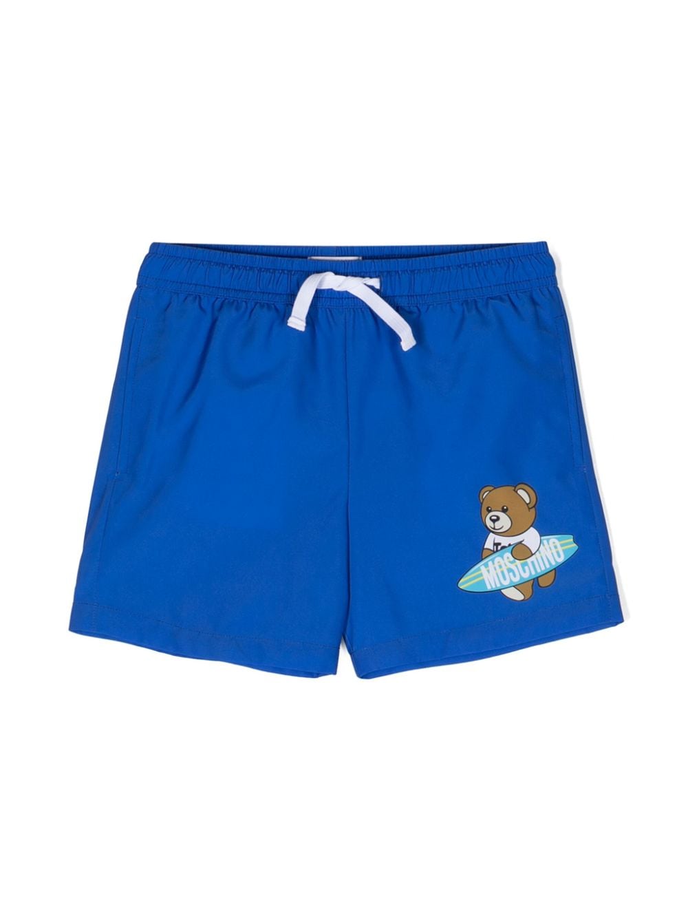 Blue swim shorts for boys with print
