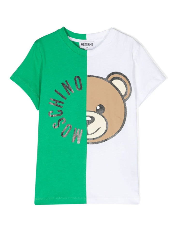 T-shirt bianca e verde per bambini con logo
