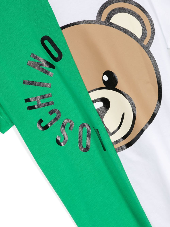 White and green t-shirt for children with logo