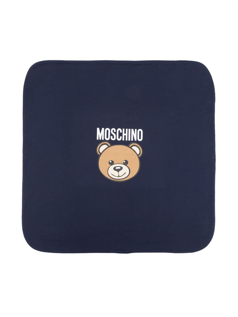 Navy blue baby blanket with logo