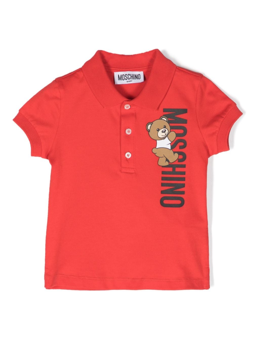 Red polo shirt for newborns with print